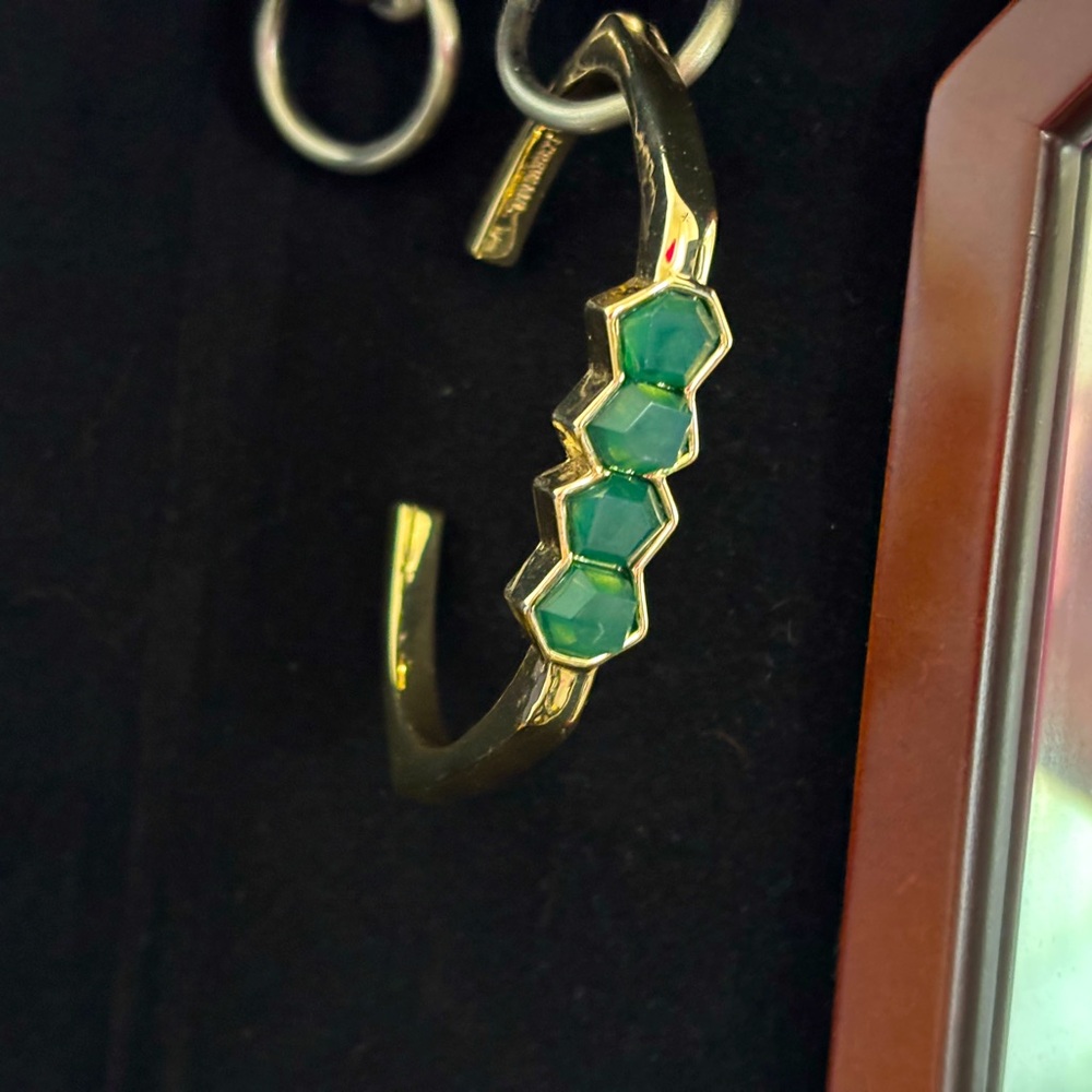 J. Crew Gold Bracelet with Green Accents